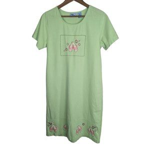 Jane Ashley 90's Y2K 100% Cotton Casual Midi Shift Dress Summer Beachy Wear sz S